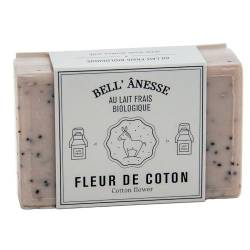 Label Provence - Doppelseitige Peeling-Seife mit französischer Seife - Für Weichmachung, Befeuchtung und Pflege aller Hauttypen - Baumwollblumen- und Eselmilchduft - 125 g von Label Provence