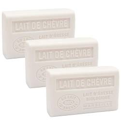 Label Provence Savon de Marseille – Französische Seife mit frischer Bio-Eselsmilch – Ziegenmilchduft – 125 g – 3er Set von Label Provence