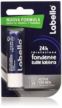 Labello Active For Men, Lippenbalsam SPF15, feuchtigkeitsspendender Lippenbalsam mit Sheabutter und natürlichen Ölen, Lippenbalsam, 5,5 ml, 1 Stück von Labello