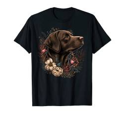 Niedlicher brauner Labrador-Hund auf braunem Labrador-Retriever-Liebhaber T-Shirt von Labrador Retriever love apparel for Labrador owner