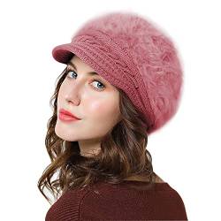 Lachi Damen Wintermütze Baskenmütze Wintermütze für Frauen Strickmütze Cabbie Cap Visier Baskenmütze Warm Skullcap Strickmütze Damen Cloche Hut Winter Warm von Lachi