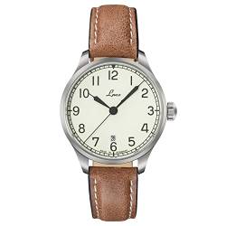 Laco Marineuhr Valencia, Damen- u. Herren Armbanduhr, braunes Lederband, Saphirglas, Ø 39 mm, Miyota 821 A Automatik, inkl. Etui - 862090 von Laco