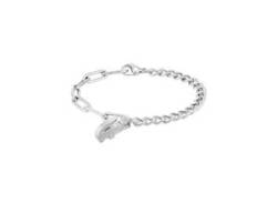 Armband LACOSTE "Schmuck Edelstahl Ankerkette CROCODILE" Armbänder Gr. Edelstahl, silberfarben (edelstahlfarben, kristallweiß, kristallweiß) Damen Armbänder Silber von Lacoste