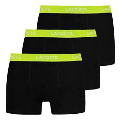 Lacoste Herren 5H8387 Boxershorts, Männer 3er-Set,Untershosen,Pants,Shorts,Unterwäsche,Basics,kurz,Regular Fit,Black/LIMEIRA (6VT),S von Lacoste