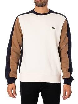 Lacoste Herren Sweatshirt SH1299, Männer Pullover,sportlicher Sweater,Regular Fit,Weiß,4 (M) von Lacoste