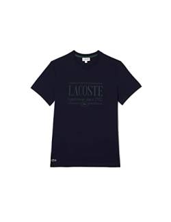 Lacoste Herren T-Shirt Rundhals TH0322, Männer Logo Tshirt,Print Tee,Regular Fit,Blau,3 von Lacoste
