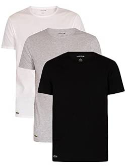 Lacoste Herren Th3451 Schlafanzug Oberteil, Weiß-Hellgrau-Schwarz, S (3er Pack) von Lacoste