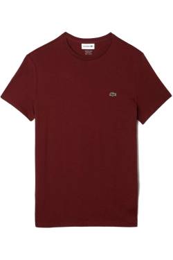 Lacoste Regular Fit T-Shirt Rundhals weinrot, Einfarbig von Lacoste
