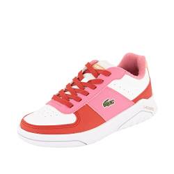 Lacoste Unisex - Kinder Low-Top Sneaker Game Advance 123 1 SUJ, Jungen,Mädchen Halbschuhe,schnürschuhe,schnürer,Weiss/PINK (B53),35 EU / 2.5 UK von Lacoste