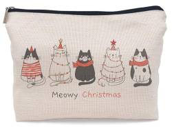 Lacosu Kosmetiktasche mit niedlicher Katze, Weihnachts-Make-up-Tasche für Damen, Katzengeschenke für Katzenliebhaber, Katzenmutter, kleine Make-up-Kosmetiktasche für Geldbörse, SDcat-A von Lacosu