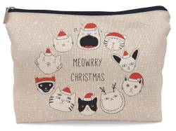 Lacosu Kosmetiktasche mit niedlicher Katze, Weihnachts-Make-up-Tasche für Damen, Katzengeschenke für Katzenliebhaber, Katzenmutter, kleine Make-up-Kosmetiktasche für Geldbörse, SDcat-B von Lacosu