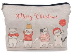 Lacosu Kosmetiktasche mit niedlicher Katze, Weihnachts-Make-up-Tasche für Damen, Katzengeschenke für Katzenliebhaber, Katzenmutter, kleine Make-up-Kosmetiktasche für Geldbörse, SDcat-C von Lacosu