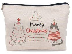 Lacosu Kosmetiktasche mit niedlicher Katze, Weihnachts-Make-up-Tasche für Damen, Katzengeschenke für Katzenliebhaber, Katzenmutter, kleine Make-up-Kosmetiktasche für Geldbörse, SDcat-E von Lacosu