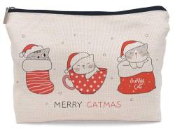 Lacosu Kosmetiktasche mit niedlicher Katze, Weihnachts-Make-up-Tasche für Damen, Katzengeschenke für Katzenliebhaber, Katzenmutter, kleine Make-up-Kosmetiktasche für Geldbörse, SDcat-F von Lacosu