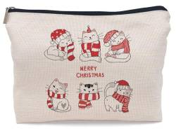 Lacosu Kosmetiktasche mit niedlicher Katze, Weihnachts-Make-up-Tasche für Damen, Katzengeschenke für Katzenliebhaber, Katzenmutter, kleine Make-up-Kosmetiktasche für Geldbörse, SDcat-G von Lacosu