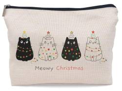 Lacosu Kosmetiktasche mit niedlicher Katze, Weihnachts-Make-up-Tasche für Damen, Katzengeschenke für Katzenliebhaber, Katzenmutter, kleine Make-up-Kosmetiktasche für Geldbörse, SDcat-H von Lacosu
