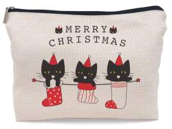 Lacosu Kosmetiktasche mit niedlicher Katze, Weihnachts-Make-up-Tasche für Damen, Katzengeschenke für Katzenliebhaber, Katzenmutter, kleine Make-up-Kosmetiktasche für Geldbörse, SDcat-J von Lacosu