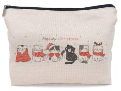 Lacosu Kosmetiktasche mit niedlicher Katze, Weihnachts-Make-up-Tasche für Damen, Katzengeschenke für Katzenliebhaber, Katzenmutter, kleine Make-up-Kosmetiktasche für Geldbörse, SDcat-K von Lacosu