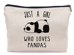 Lacosu Kosmetiktasche mit süßem Pandabär, Motiv: Who Loves Pandas, kleine Reißverschlusstasche, Geburtstagsgeschenk für Panda-Liebhaber, Frauen, Schwester, Tochter von Lacosu
