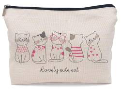 Lacosu Lustige Make-up-Tasche mit Katzenmotiv, kleine Reißverschlusstasche, Geburtstagsgeschenk für Katzenliebhaber, Frauen, Schwester, Tochter, Cat-I von Lacosu