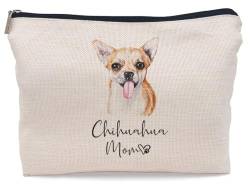 Lacosu Make-up-Tasche für Chihuahua-Moma, niedlicher Chihuahua-Hund, Welpe, Kosmetiktasche für Hundeliebhaber, Frauen und Mädchen, Chihuahua-Mutter-Geschenke, Chihuahua-Dame, Geburtstag, Weihnachten, von Lacosu