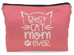 Lacosu Make-up-Tasche für Katzenmutter, ideales Geschenk für Katzenbesitzer, Katzenliebhaber, Geschenke für Katzenliebhaber für Frauen, beste Katzenmutter aller Zeiten, kleine Kosmetiktasche für von Lacosu
