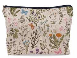 Lacosu Vintage Wildflower Cottagecore botanische Make-up-Tasche Kosmetiktasche Reißverschluss Beutel Kulturbeutel, Geschenke für Blumenliebhaber, Frauen Mädchen Sie von Lacosu