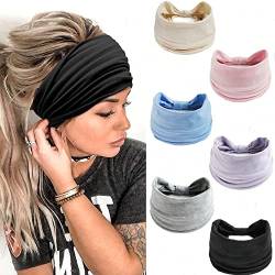 LadayPoa Stirnbänder Damen Frauen Breites Haarband Einfarbig Sport Yoga Kopfwickel Haarbänder Elastische Haarschmuck（6 Farben） von LadayPoa