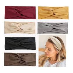 Stirnband Damen Elastisch Stirnbänder Breit Verdrehte Haarband Retro Weich Headwrap Sport Yoga Stirnband, Haar-Accessoires für Mädchen und Frauen (6 Farben) von LadayPoa