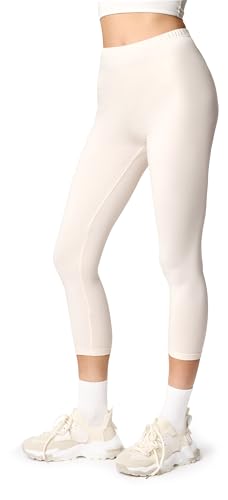 Ladeheid Damen 3/4 Leggings aus Baumwolle LA40-132 (Ecru, M) von Ladeheid