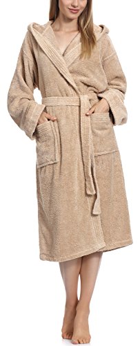 Ladeheid Damen Frottee Bademantel aus 100% Baumwolle LA40-102 (Beige (P02) (Gramatur 450), XXL) von Ladeheid