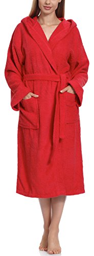 Ladeheid Damen Frottee Bademantel aus 100% Baumwolle LA40-102 (Rot (D10) (Gramatur 450), L) von Ladeheid