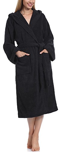 Ladeheid Damen Frottee Bademantel aus 100% Baumwolle LA40-102 (Schwarz (D16) (Gramatur 450), XL) von Ladeheid