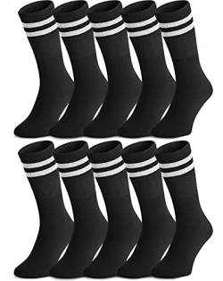 Ladeheid Damen und Herren 5er 10er 20er 30er Pack Socken aus Baumwolle AT007 (Schwarz Weiße Streifen (10 Pack), 47-50) von Ladeheid