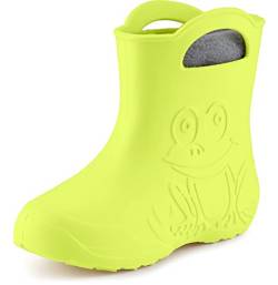 Ladeheid Eva Kinder Jungen Mädchen Gummistiefel Regenschuhe gefüttert LA-CA-03 (Limone, 34/35 EU) von Ladeheid