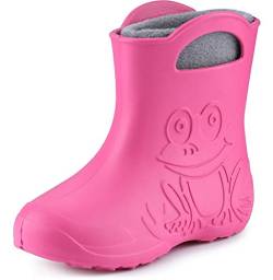 Ladeheid Eva Kinder Jungen Mädchen Gummistiefel Regenschuhe gefüttert LA-CA-03 (Rosa/Grau, 34/35 EU) von Ladeheid