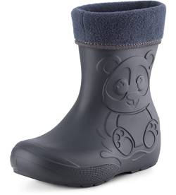 Ladeheid Eva Kinder Jungen Mädchen Gummistiefel Regenschuhe gefüttert LA-CA-11 (Carbone, 26/27 EU) von Ladeheid