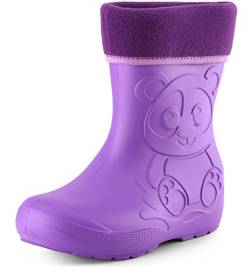 Ladeheid Eva Kinder Jungen Mädchen Gummistiefel Regenschuhe gefüttert LA-CA-11 (Lilla, 32/33 EU) von Ladeheid