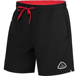 Ladeheid Herren Badehose Badeshorts Schwimmhose Bademode Strandmode LAZA1002 (Schwarz Rot, S) von Ladeheid