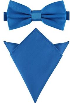 Ladeheid Herren Schmale Fliege & Einstecktuch Set M/P (12cm x 6cm, 22cm x 22cm, Blau) von Ladeheid