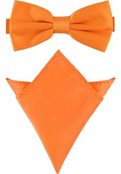 Ladeheid Herren Schmale Fliege & Einstecktuch Set M/P (12cm x 6cm, 22cm x 22cm, Orange) von Ladeheid