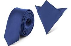 Ladeheid Herren Schmale Krawatte & Einstecktuch Set SP/P (150cm x 5cm, 22cm x 22cm, Blau2) von Ladeheid