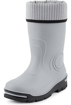 Ladeheid Kinder Mädchen Jungen Gummistiefel Regenschuhe mit Warme Socke LARB013 (Grau, 25 26 EU) von Ladeheid