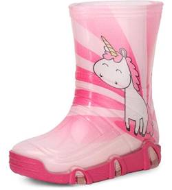 Ladeheid Kinder Mädchen Jungen Gummistiefel SwkBW30 (Rosa Einhorn 30, 23/24 EU) von Ladeheid