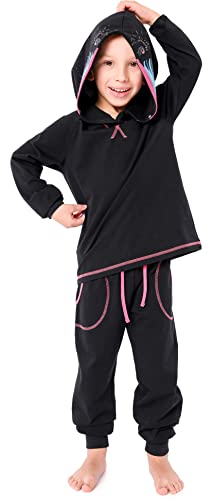 Ladeheid Kinder Mädchen Jungen Langarm Schlafanzug aus Baumwolle Tierkostüm Pyjama bunt mit Tiermotiv Verkleidung mit Kapuze LA40-236 (Schwarz Pavian, 146-152) von Ladeheid