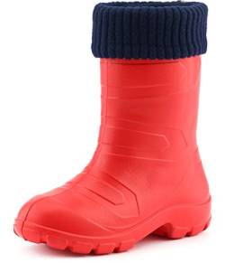 Ladeheid Kinder Mädchen Jungen federleichte Eva Thermo Gummistiefel gefüttert LA845KIDS (Rot1/Marineblau, 27 EU) von Ladeheid