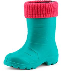 Ladeheid Kinder Mädchen Jungen federleichte Eva Thermo Gummistiefel gefüttert LA845KIDS (Türkis/Rosa, 30 EU) von Ladeheid