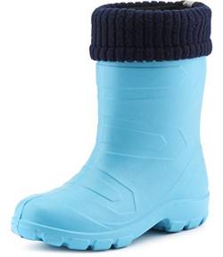 Ladeheid Kinder Mädchen Jungen federleichte Eva Thermo Gummistiefel gefüttert LA845KIDS (Türkis306c/Navy, 26 EU) von Ladeheid