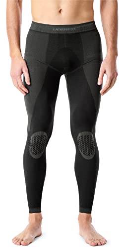 Ladeheid Lange Unterhosen Herren Thermounterwäsche Thermoaktiv Leggings Männer LAGI002 (Schwarz/Khaki, L) von Ladeheid