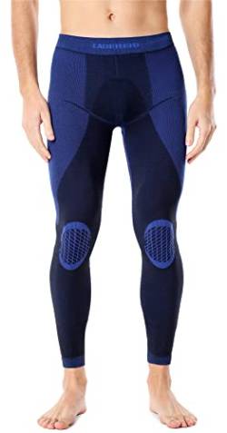 Ladeheid Lange Unterhosen Herren Thermounterwäsche Thermoaktiv Leggings Männer LAGI002 (Schwarz/Marineblau, L) von Ladeheid